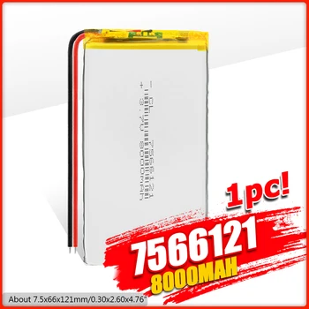 1/2/4x High Power 3.7 V 7566121 8000mAh Dobíjecí Lithium Li-Iontová Po Li-polymer Baterie Pro Tablet PC DVD GPS MID PDA PAD PSP
