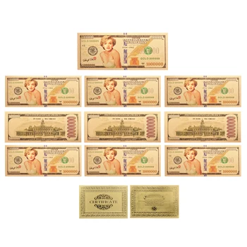 10PCS Americký filmař Marilyn Monroe Pamětní Bankovky 24 Pozlacené Bankovky Zlaté Fólie Kovové Řemesla dárkové kolekce