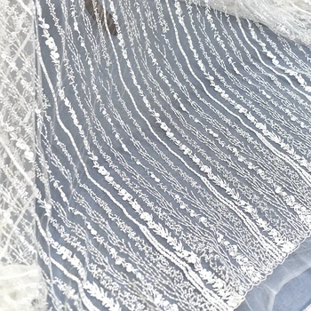 130 CM Šířka zdobený krajkou tkaniny Pruhované sukně víla svatební šaty sváteční oblečení dětské oblečení tkaniny DIY příslušenství