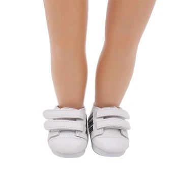 18 inch Girls panenka boty Bílé sportovní boty PU Americké novorozence boty Dětské hračky vhodné 43 cm baby panenky s124