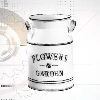 1ks Květináč Retro Květinové Vázy Kovové Květ Konvice Stolní Ozdoba pro Domov, Zahradu, Kancelář Dekor (Bílá Písmena Vzor)