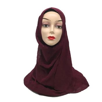 1KS NOVÉ Ženy módní šátky Měkké Dlouhé hlavy tlumiče Dámy vrásčitá zábaly Šifon Islámský šátek Solid plain shalws Muslimské hidžáb