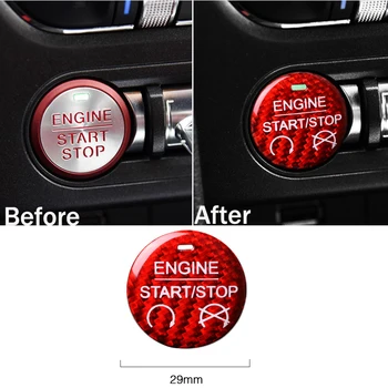 1ks Červená/Černá Start Stop Motoru Tlačítko Nálepka Pro Ford MUSTANG Dekorace Kryt pro rok~2017 2018 2019 2020 Příslušenství