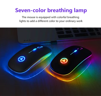 2.4 GHz Bezdrátová Myš USB Dobíjecí Myši s dýchání světla pro PC, Notebook silent keys myš pro stolní smart TV