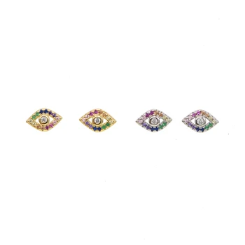 2019 módní 925 Sterling Silver rainbow cz Zlé Oči Mikro Zpevněné AAA malé roztomilé Náušnice Pro Ženy Jemné svatební Šperky