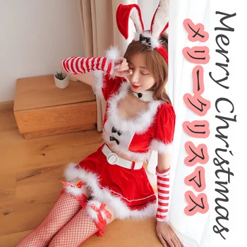 2019 Nové Ženy, Vánoční Cosplay Kostýmy Sexy králík Červené spodní Prádlo Rozkošný Sexy Erotické Bunny Girl Sametový Obleček