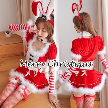 2019 Nové Ženy, Vánoční Cosplay Kostýmy Sexy králík Červené spodní Prádlo Rozkošný Sexy Erotické Bunny Girl Sametový Obleček