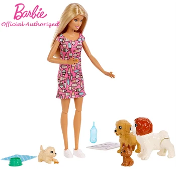 2019 Originální Značky Barbie Psí Školka Panenky A domácí Zvířata Předstírat, že Dítě Hračku Krásný Pes Boneca Režimu FXH08 Pro Děti Dárek k Narozeninám