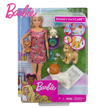 2019 Originální Značky Barbie Psí Školka Panenky A domácí Zvířata Předstírat, že Dítě Hračku Krásný Pes Boneca Režimu FXH08 Pro Děti Dárek k Narozeninám