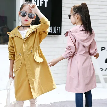 2019 Podzimní Kabát Pro Dívky Oblečení, Děti Oblečení Bavlny s Kapucí Dlouhé Sako Dětské Oblečení Větrovka Dívky 4-16Y