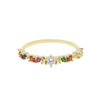 2019 vánoční dárek minimální jemné šperky duha barevné čr měsíc angažmá kapely tenké krásný prsten Zlato