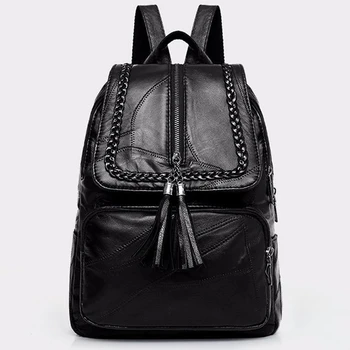 2020 Dámské Originální kožený batoh Školní taška classic černá nepromokavá cestovní multi-funkční taška přes Rameno