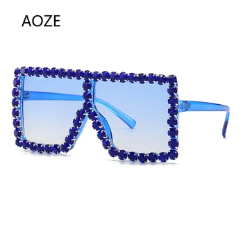 2020 Nadrozměrných Crystal sluneční Brýle, Ženy Náměstí brýle Bling Drahokamu Sluneční brýle pro Ženy Luxusní Módní UV400 Odstín