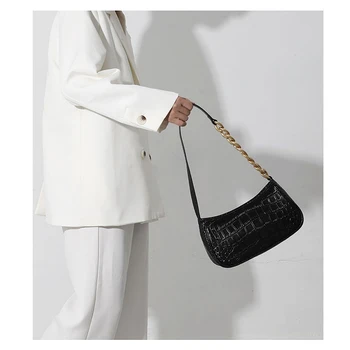 2020 nové bageta taška a kabelka Pure color řetěz módní ženy rameno messenger bag ženy, Vysoce kvalitní Kámen vzor