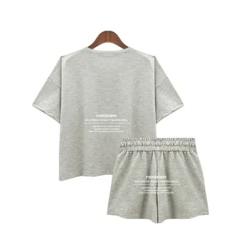 2020 Nové Dámské Pyžamo Summer Casual Šortky Krátký Rukáv Volné Oblečení Na Spaní Noční Úbory Set Pyjama Femme Pijama Mujer