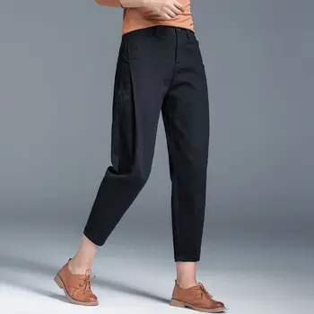 2020 Nové Jaro, Podzim Ženy Osobnost Vysokým Pasem Harémové Kalhoty Lady All-Zápas Bavlna Pevné Paprsek Nohy, Kotník-Délka Kalhoty N60