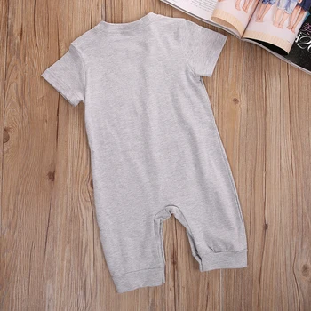 2020 Nové Novorozené Děti Baby Boys Oblečení Krátký Rukáv Bavlna Romper Ltter Print Kombinéza Oblečení Příležitostné Letní Oblečení 0-18M