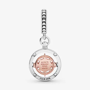 2020 Prodej 925 Sterling Silver Šumivé Klubu 2020 Kompas Houpat Kouzlo Korálků Fit Originál Pandora Náramek Stříbrné Šperky Dárek
