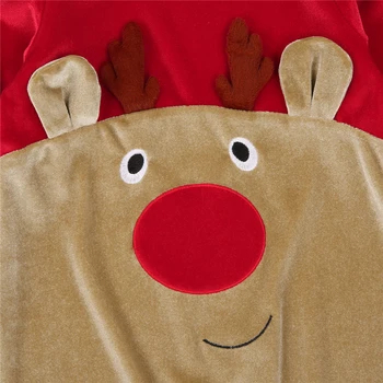 2020 Vánoční Kostýmy Dětské dívčí Dlouhý Rukáv Kombinéza Podzimní Jelen Vzor Pruhovaný Jeden Kus Bavlny Pletené Dlouhé Kalhoty Romper