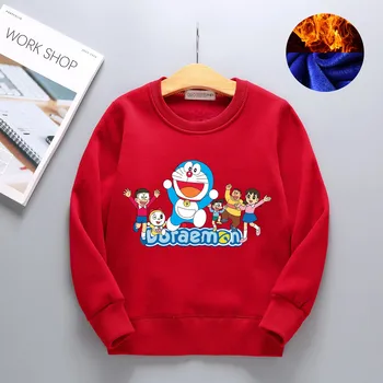 2020 Winter Podzim Chlapci Dívky Ležérní styl Bavlna Doraemon Print Mikiny Pro Děti 4 6 8 10 12 T