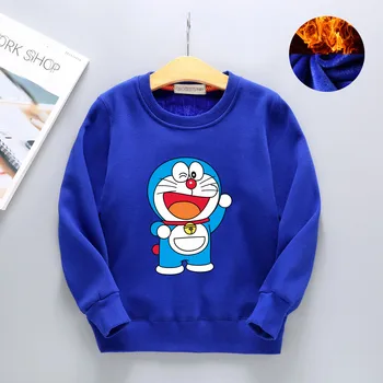 2020 Winter Podzim Chlapci Dívky Ležérní styl Bavlna Doraemon Print Mikiny Pro Děti 4 6 8 10 12 T