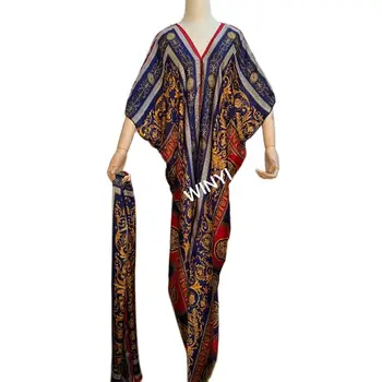 2020 WINYI Bohemia Ženy V-Neck Dlouhé Šaty Pákistánské Muslimské Marocain Elegante Africké Lslanm Dovolenou Batwing Rukáv Hedvábné šaty