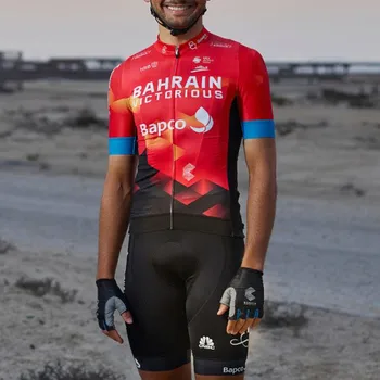 2021 BAHRAJNU VÍTĚZNÝ Cyklo Team Racing Oblečení Pánské Krátký Rukáv Jersey Obleky Rychlé Suché Šampion Oblečení Ciclismo Soupravy