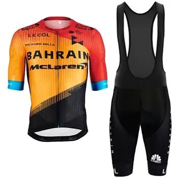 2021 BAHRAJNU VÍTĚZNÝ Cyklo Team Racing Oblečení Pánské Krátký Rukáv Jersey Obleky Rychlé Suché Šampion Oblečení Ciclismo Soupravy