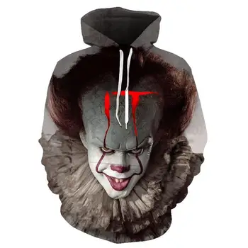 2021 Jarní Pánské Mikiny s kapucí Joker tvář 3D Tisk Mikiny Klaun udaderas hombre Ležérní Mikina Nadrozměrných Hoody
