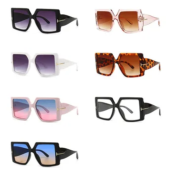2021 Módní Vintage Nadrozměrné Náměstí sluneční Brýle, Ženy, Muži, Luxusní Značky Nýt Gradient Velký Rám Sluneční Brýle, UV400 gafas Odstíny
