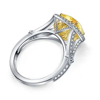 2021 nové luxusní Žluté barvy 925 mincovní stříbro zásnubní prsten pro ženy, lady dárek k výročí šperky hromadně prodávat R5938
