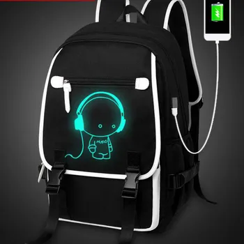 2021 Student Noci Světelný Školní Tašky Animace Laptop Batoh Pro Chlapce Dívka Fashion Batoh, USB Nabíjení a Cestovní Hrudi Pack B66