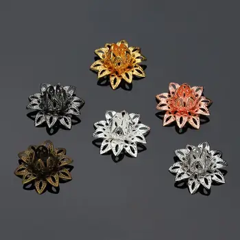 20ks 6 barev Dia 16mm Měděné Duté Květ Distanční Korálek Čepice Pro DIY Šperky Zjištění Filigránové Loose Korálek End Čepice Craft