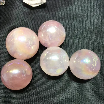 25-30mm anděl aura rose quartz krystaly míč přírodní kámen oblasti domácí dekorace feng shui