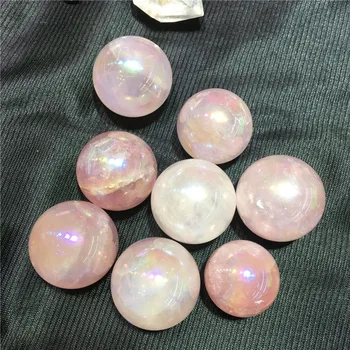 25-30mm anděl aura rose quartz krystaly míč přírodní kámen oblasti domácí dekorace feng shui