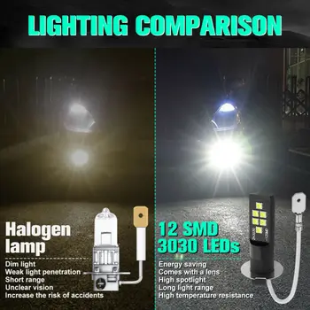 2ks LED Mlhové Světlo, Žárovka LED Žárovka 6000K Auto Mlhové Světlo Vysoké Světlé Světlomet H3