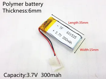 3.7 V 300mAh Lithium Polymer Li-Po Dobíjecí Baterie Pro Mp3, bluetooth, GPS, mobilní elektronické 601535