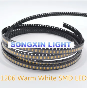 3000 ks LED SMD 1206 Teplé bílé led Diody Super Bright smtLight Diody čiré DIY 2800-3200K