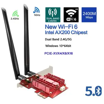 3000Mbps Dual Band 2.4 G/5G Intel AX200 Wifi 6 PCI-E PCI Express Wi-fi Adaptér Bluetooth 5.0 Síťová Karta 802.11 ax Pro Stolní PC