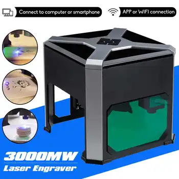 3000mw CNC Wifi K6 Laser Rytec DIY Logo Značka Tiskárny Fréza Dřevoobráběcí Mini Laserové Rytí Stroj Gravírování Rozsah Wainlux
