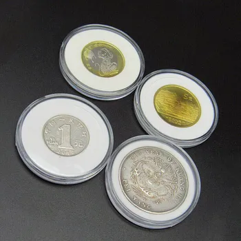 30ks 21,5 cm Kulaté Mince Kontejner Zobrazení Úložný Box Dřevěná Případě pro Sbírku Mincí