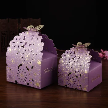 30ks/lot korejský Styl Candy Úložný Box S Motýl Čokoláda Box Pro Hosty, Duté Kočár Svatební Dary Balení Organizátor