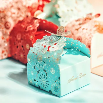 30ks/lot korejský Styl Candy Úložný Box S Motýl Čokoláda Box Pro Hosty, Duté Kočár Svatební Dary Balení Organizátor