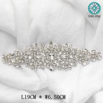 (30ks) Velkoobchodní silver drahokamu nášivka gold svatební korálkové šití crystal žehlička na nášivka pro svatební šaty WDD0633