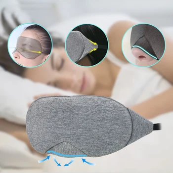 3D Prodyšná Spánku Maska Zavázanýma očima Spí Oční Maska Plná Zablokovat Kryt Odstín Eye Patch Spaní Podpory páska přes oko, Nos, Nastavitelný