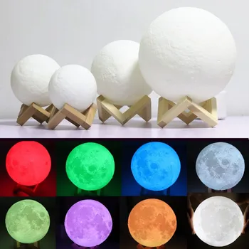 3D Tisk Měsíc Svítilna USB Nabíjecí Lunární Lampa Touch/Dálkové ovládání Led Noční světlo pro Děti Děti Ložnice Noční Osvětlení Domova