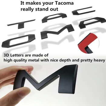 3D zvýšenou Zadních dveří Vložení Písmena Emblém pro Toyota Tacoma 2016-2019 Znak Vloží (Matná Černá)