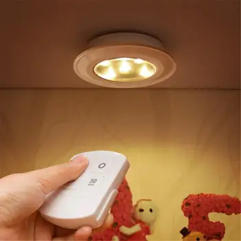 3ks LED Pat Světlo Domů Dálkové Ovládání Noční Světlo Držet Zdi Bílé Světlo Kabinetu Světlo Jednoduché Domácí Osvětlení (bez Baterie)