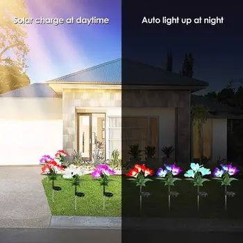3Pack Vodotěsné Solární Světla Venkovní Multi-Barevné Měnící se LED Solární Květina Světla, Zahradní Světla Dekorativní Dvoře Trávník Světla