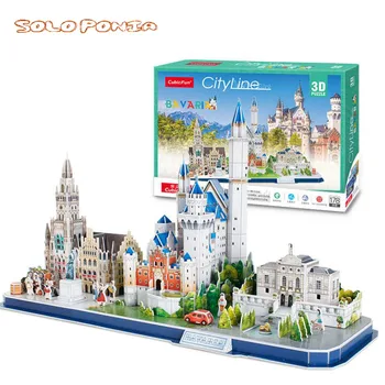 40 cm Bavaria city Line Architektura, Socha, Budovy, 3D Model DIY Karton Montážní Bloky Hračky miniaturní Micro Krajiny